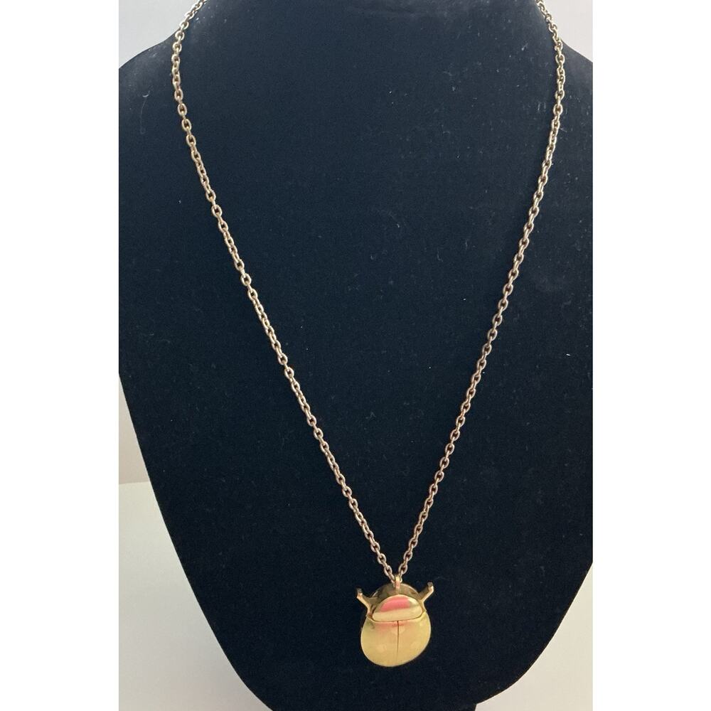 Vintage Cycle Watch Pendant‎ Gold Tone Beetle Gold Tone Chain